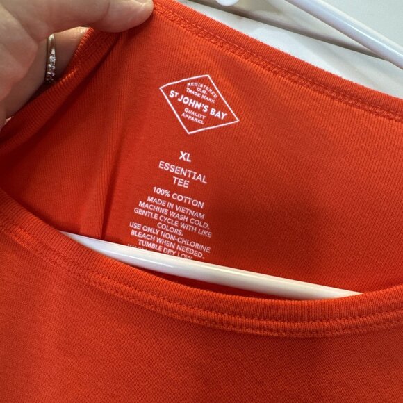 ST. JOHN'S BAY Essential Tee Womens Long Sleeve Orange XL - Picture 2 of 15